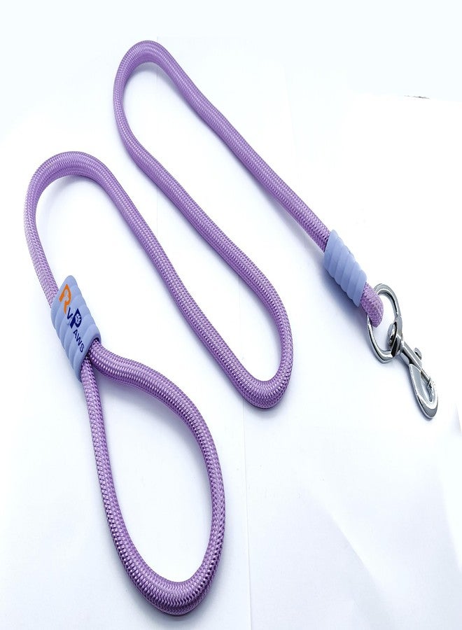 Pups&Pets طوق كلاب من Pups&Pets بطول 5 أقدام، ألوان كلاسيكية سادة، طوق كلاب من حبل نايلون قوي معزز بوصلة سلك مطاطي، مشبك فضي شديد التحمل، 12 مم (بنفسجي) - Image 2